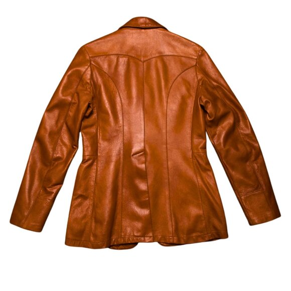 Vintage Tan Leather Blazer Jacket Size 8 - Picture 13 of 13